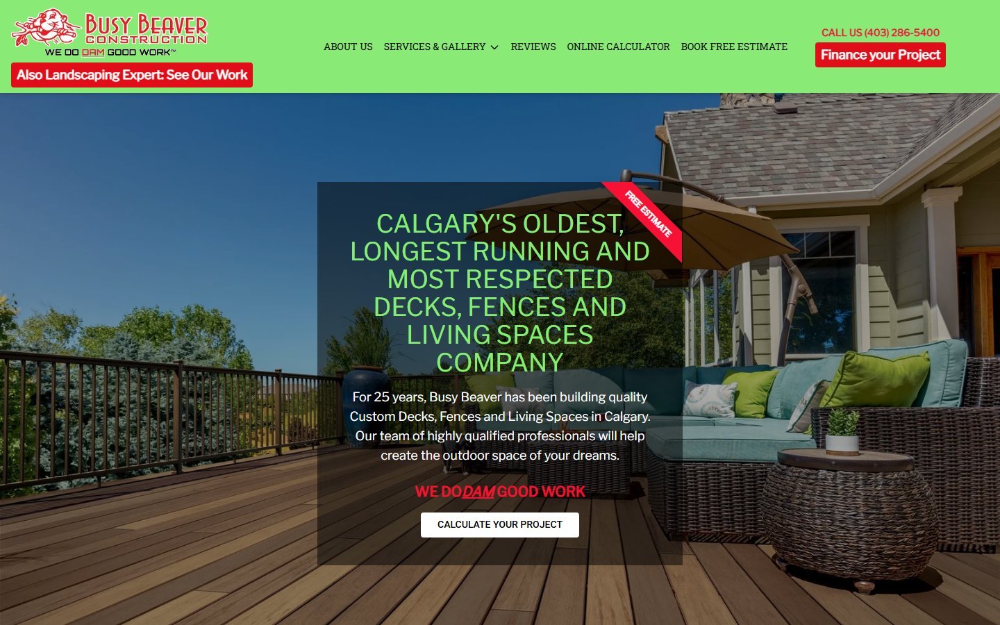 Busy Beaver Construction — desktop home page built by The Automators